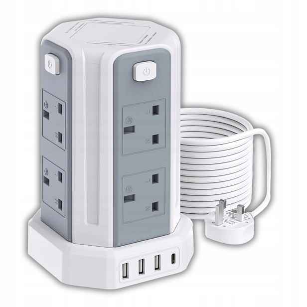 Prodlužovací Kabel Zásuvková Lišta s Usb C 5 m 8 zásuvek 4 porty 3250 W