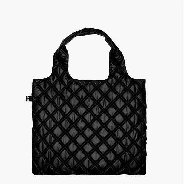 Prošívaná taška LOQI METALLIC Black Puffy Medium Bag