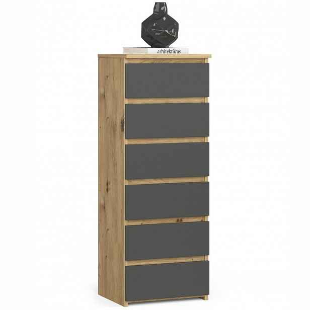 RAUMHIRSCH FURNITURE KOMODA dub Artisan, grafitově šedá 109/40/35
