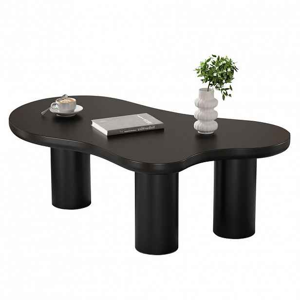 STILVORA KONFERENČNÍ STŮL v černé barvě ve tvaru oblaku s MDF deskou a PVC nohami do obýváku, Š107/H66/V40,5 cm
