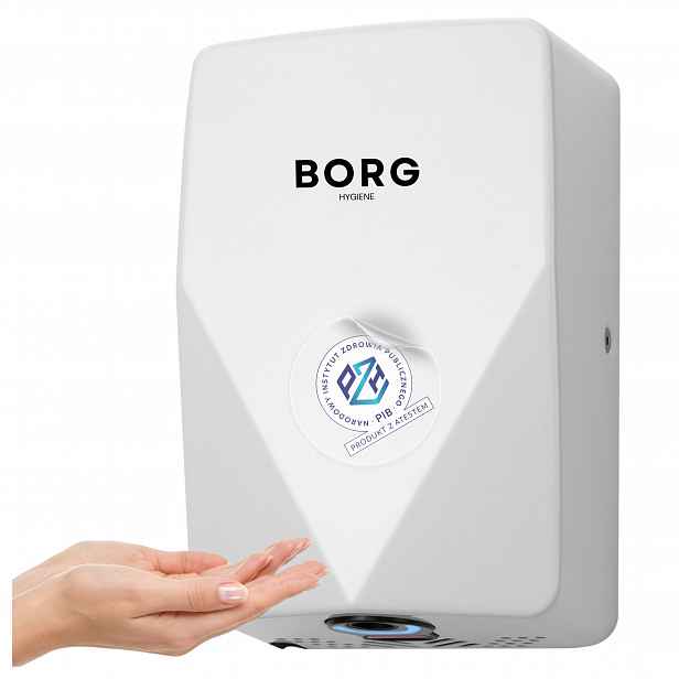 Sušička rukou Automatická ocelová odolná proti vandalismu Bílá Borg Marin 700W