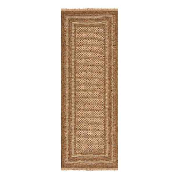 Venkovní běhoun v přírodní barvě 80x230 cm Layla Border – Flair Rugs