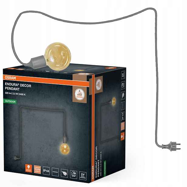 Přenosná závěsná lampa Žárovka E27 2.5W 2400K 220lm 300° IP44 Endura Osram