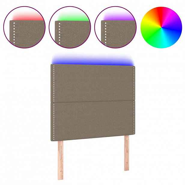 vidaXL Čelo postele s LED taupe 100x5x118/128 cm textil