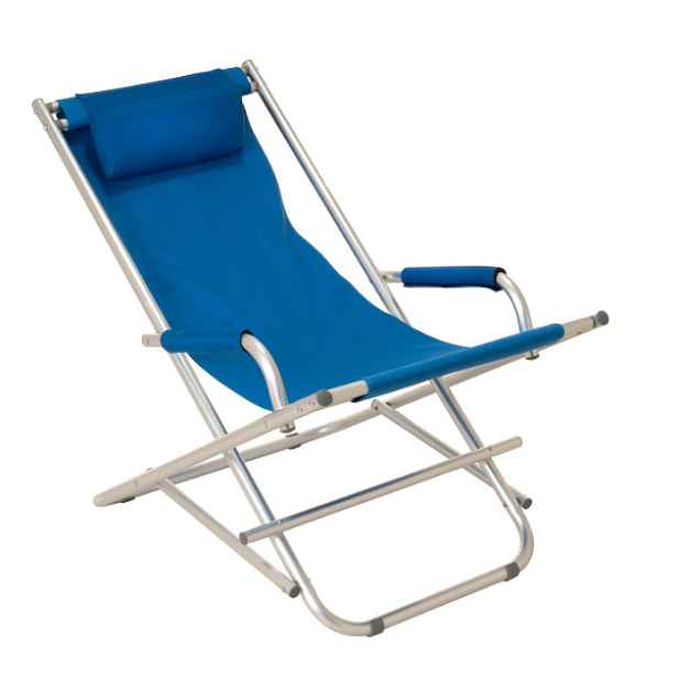 Skládací zahradní židle eloxovaný hliník PVC 600D sedák 82,5 x 40 cm modrá