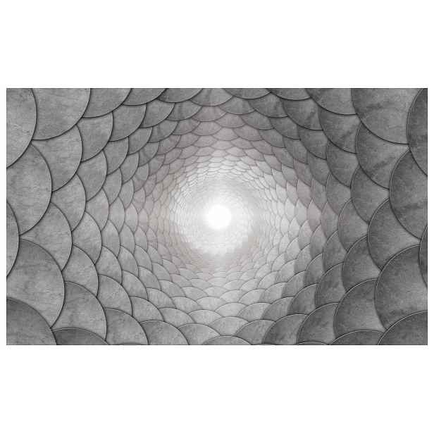 Tapeta Tunel Abstrakce Monochromatický Šedá Hloubka Iluze 254x184+lepidlo