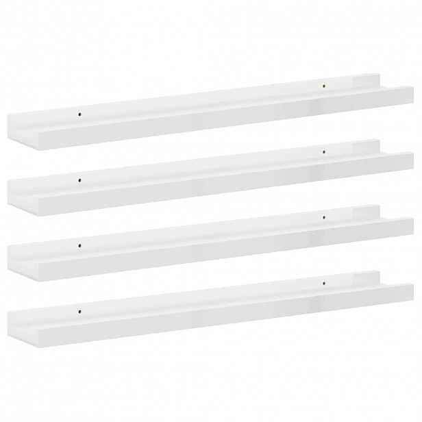 vidaXL Nástěnné police 4 ks bílé s vysokým leskem 60 x 9 x 3 cm