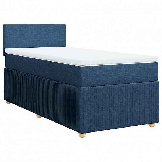 vidaXL Box spring postel s matrací modrá 100 x 200 cm textil