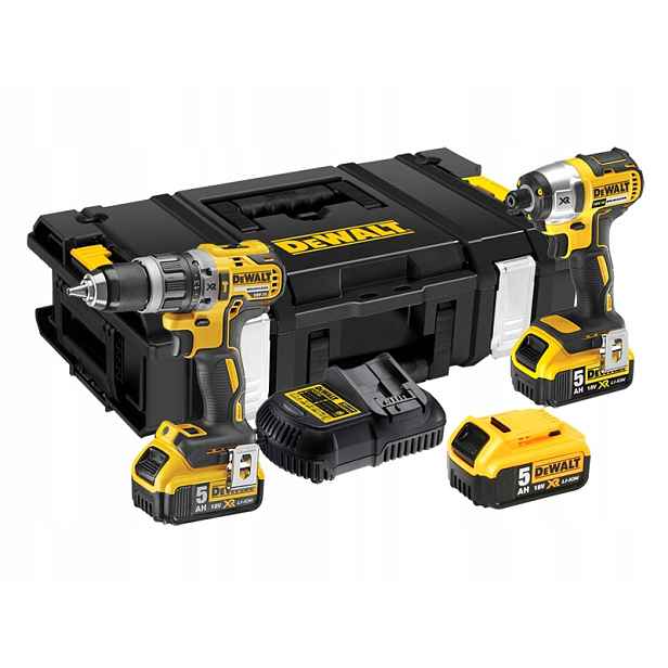 aku šroubovák DeWalt DCK266P3, rázový utahovák DCD796+, 3x5Ah DeWalt DS150
