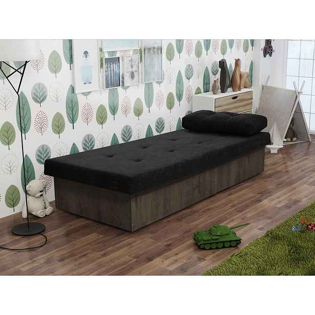 Dětská válenda s úložným prostorem 80x190 SENOMA 1 - jasan tmavý / černá
