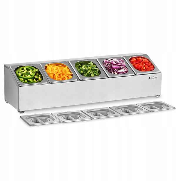 Expozitor Na Nádoby Royal Catering Gn 1/6 nerezová ocel 5 kusů