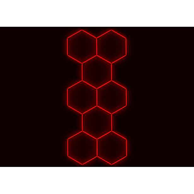 Kompletní Led hexagonové svítidlo červené, rozměr 8 elementů 166 x 386 cm