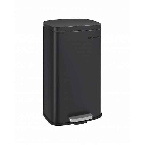 Všestranný kovový odpadkový koš, 30 l, pomalé zavírání, černý
