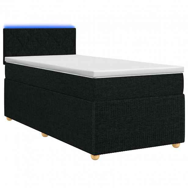 vidaXL Postel boxspring s matrací s LED pásky Černá 80 x 200 cm Textil