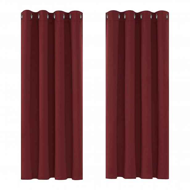 Deconovo Zatemňovací Závěs na průchodkách Polyester 138x117 Červená