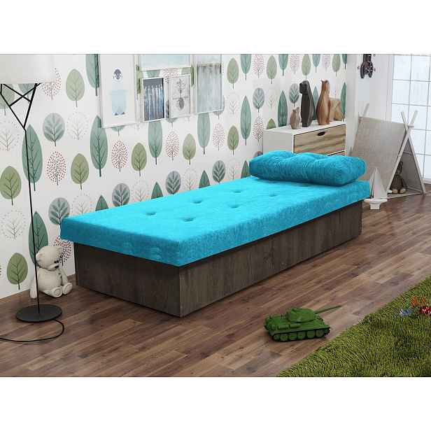 Dětská válenda s úložným prostorem 80x190 SENOMA 1 - jasan tmavý / modrá