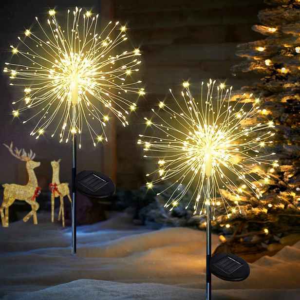 Solární zahradní ohňostroj , 2 ks , 120 Led, vánoční