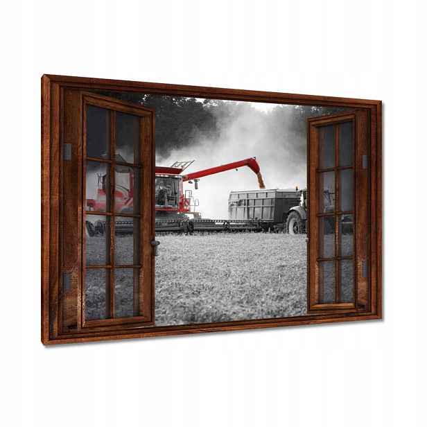 Obrazy 90x60 Červený traktor Žně