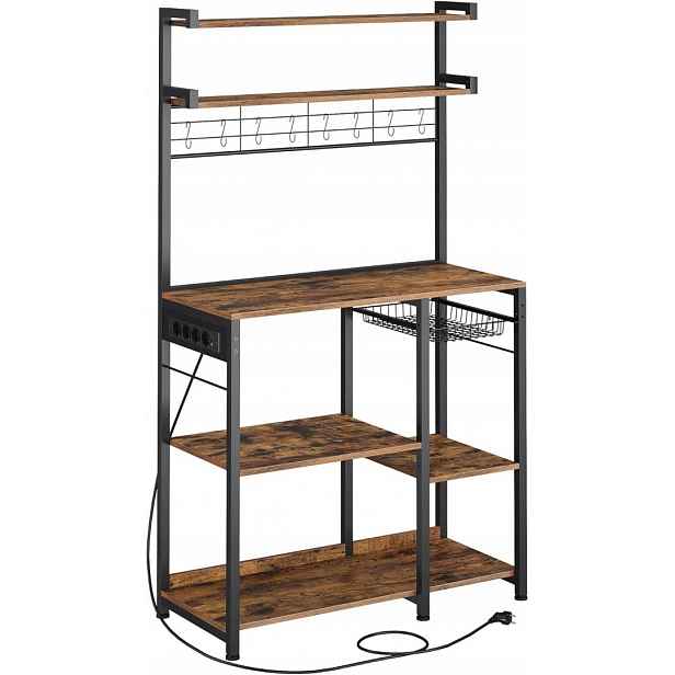 Praktická kuchyňská skříňka s napájecí lištou a 4 zásuvkami, regál 165,5 cm