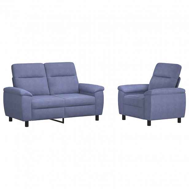 vidaXL Set pohovek 2 pcs Modrá džínovina Textil
