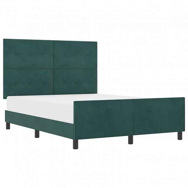 vidaXL Postel s boxspringem s čelo Tmavě zelená 160 x 200 cm samet