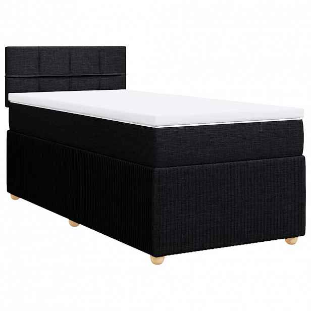 vidaXL Box spring postel s matrací černá 100 x 200 cm textil