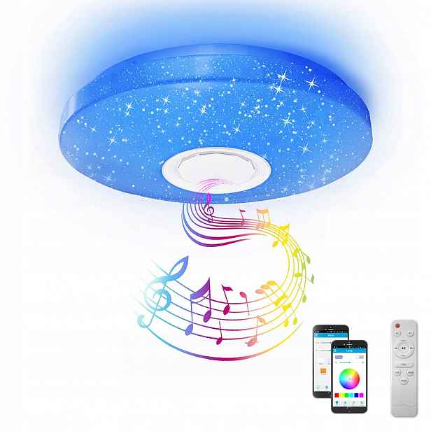 Stropní svítidlo Rgb s reproduktorem Bluetooth Led 60W s dálkovým ovládáním, aplikace