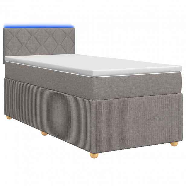 vidaXL Postel boxspring s matrací s LED pásky Taupe 80 x 200 cm Textil