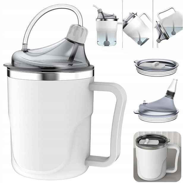 Hrnek S Náustkem A Hubičkou Pro Seniory 400 ML S 2 Víčky Brčka