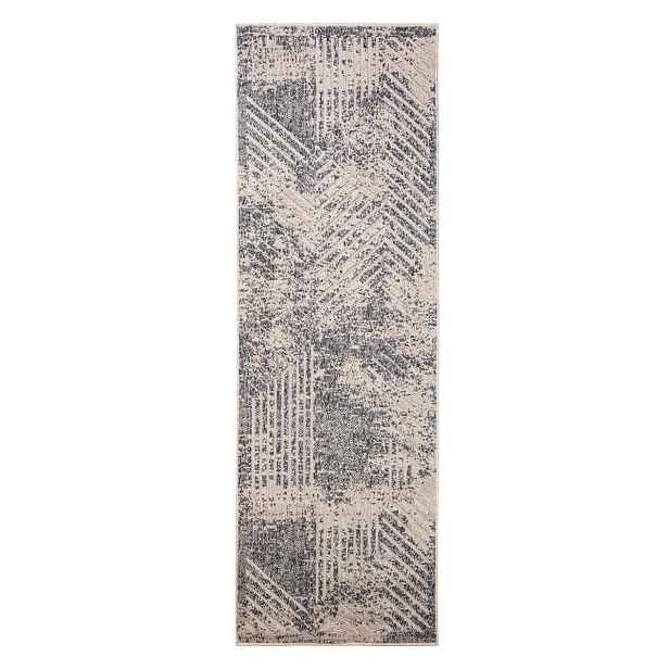 Koberec do obývacího pokoje béžový 80x200 cm geometrický, moderní, voděodolný, měkký