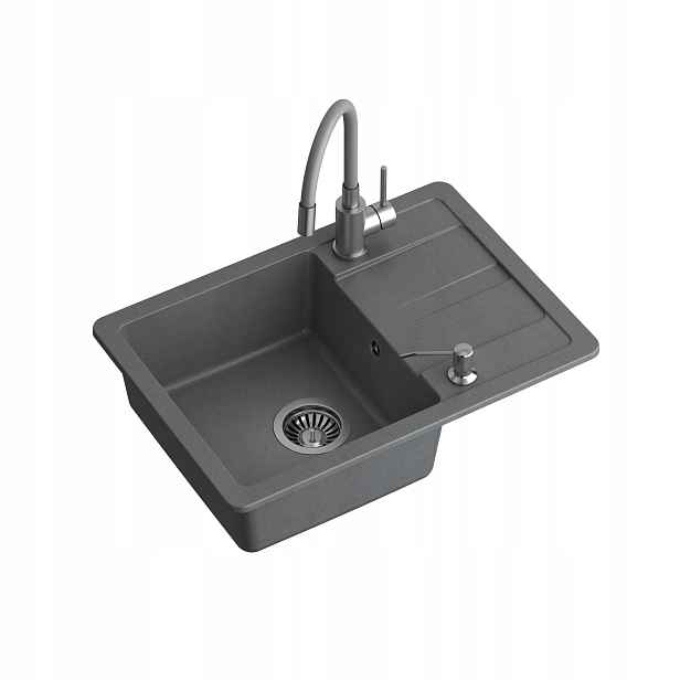 Quadron Ready-smart Granitový dřez 1 komora 62x44 cm Sada Šedá/St