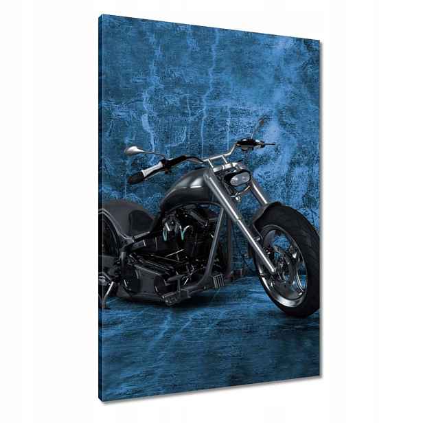 Obrazy 60x90 Modrá stěna Motocykl