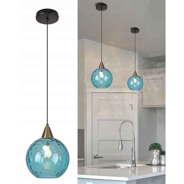 Závěsná lampa Skleněná koule 20 cm E27 Loft Azurová