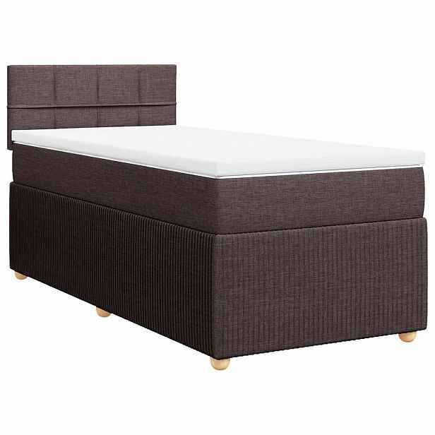 vidaXL Box spring postel s matrací tmavě hnědá 100 x 200 cm textil