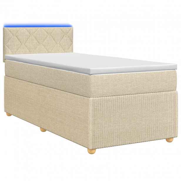 vidaXL Postel boxspring s matrací s čelo Krémová 80 x 200 cm Textil