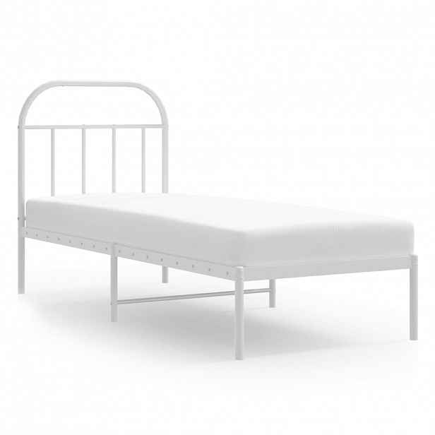 vidaXL Kovový rám postele bez matrace s čelem bílý 75 x 190 cm