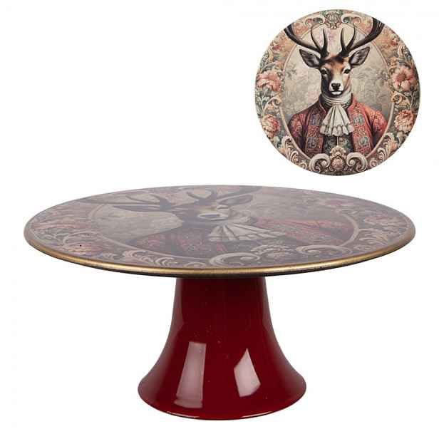 Servírovací podnos na noze s jelenem Collection Aristocrat - Ø 22*10 cm Clayre & Eef