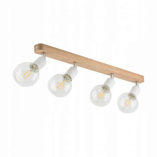 Stropní reflektorová lampa Spot Bílá 4xE27 Dřevo Ekologická Tk Lighting