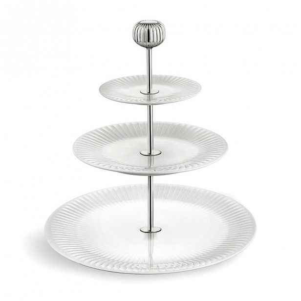 Třípatrový bílý porcelánový etažér Kähler Design Hammershoi Etagere, ⌀ 28 cm
