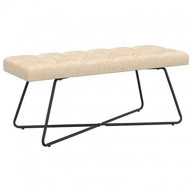 vidaXL Lavice s knoflíkovým prošíváním Krémová 110 x 40 x 46 cm Textil