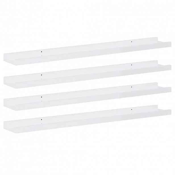 vidaXL Nástěnné police 4 ks bílé s vysokým leskem 80 x 9 x 3 cm