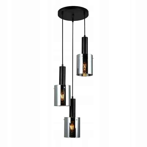 Závěsná stropní lampa Stropní Svítidlo Sardo Černá 3xE27 Kouřový lustr Italux
