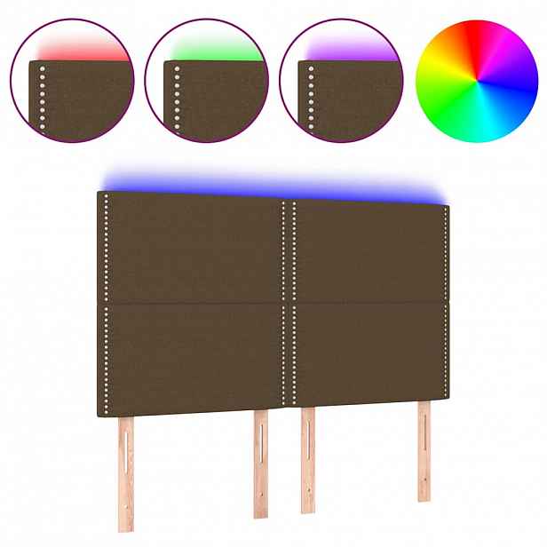 vidaXL Čelo postele s LED tmavě hnědé 144x5x118/128 cm textil