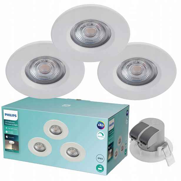 3x Led podomítkové svítidlo 5.5W 350lm IP65 Hermetické Philips