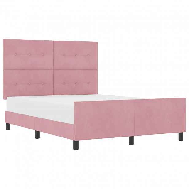 vidaXL Postel s boxspringem s čelo Růžová 160 x 200 cm samet