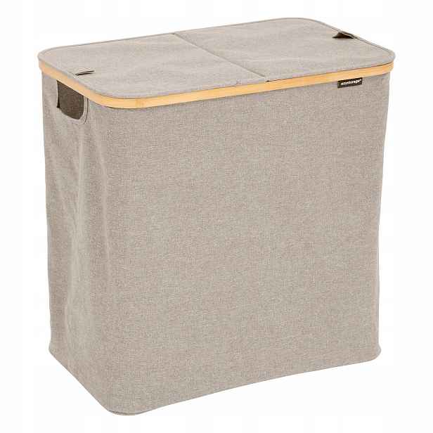 Dvoukomorový Koš Na Prádlo Polyester Bambus 80 L 53X33X54 CM