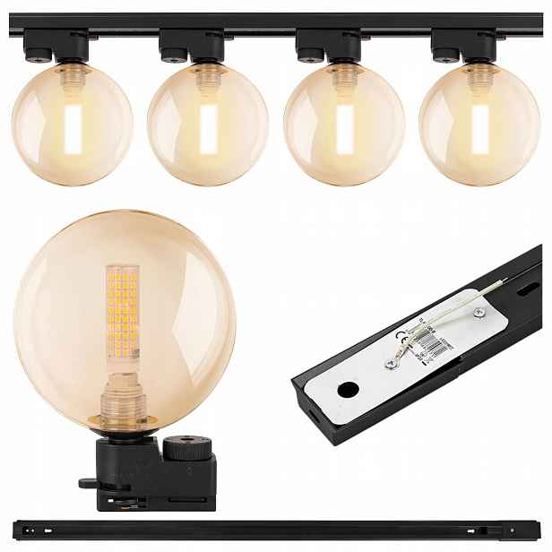 Kolejnicové osvětlení 1 m 4x svítidlo G9 Skleněná koule Led lampa
