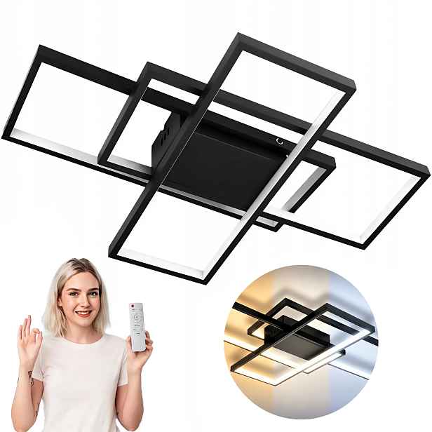 Stropní Svítidlo Stropní Svítidlo Led Lustr Černá S Dálkovým Ovládáním 3 Barvy 60 CM Do Obývacího Pokoje