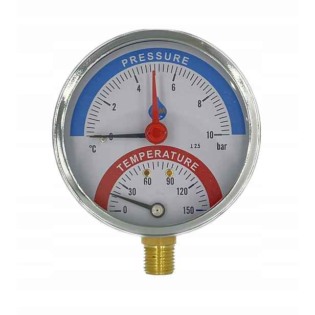 Termomanometr 80 mm 1/2 10 bar 120C Spodní Radiální