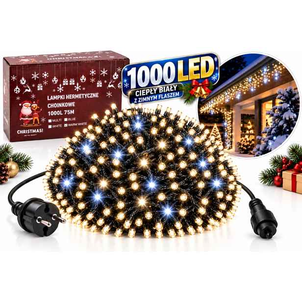 Vánoční osvětlení 1000 Led 60,5 m Flash venkovní
